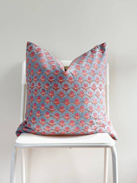 Indian Block Print Pillow Cover Floral Batik, 20 - image 1