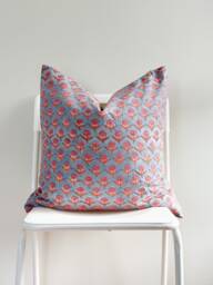 Indian Block Print Pillow Cover Floral Batik, 20 - thumbnail 1