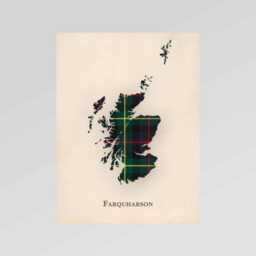 Clan Farquharson Scottish Tartan Map - Of Scotland Family Wall Decor, Ready To Hang - thumbnail 2