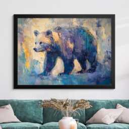 Bear Abstract Oil Painting Framed Print & Canvas Large Sizes Wall Art Poster Animal Luxury Home Decor Interior Gift Idea - thumbnail 4