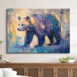 Bear Abstract Oil Painting Framed Print & Canvas Large Sizes Wall Art Poster Animal Luxury Home Decor Interior Gift Idea