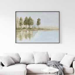 Forest Lake Poster, Green Landscape Wall Art, Water Reflection Print - thumbnail 3