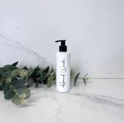Personalised White Tubular 250Ml Plastic Bottle With Pump/Reusable, Refillable Bathroom, Kitchen Hand Wash, Lotion, Dish Soap Etc
