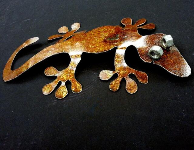 "Metal Gecko Sculpture - 9"" X 15" - image 1