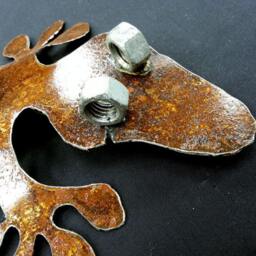 "Metal Gecko Sculpture - 9"" X 15" - thumbnail 3