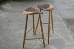 Walnut Bar Stools Inspired By Esherick - thumbnail 1