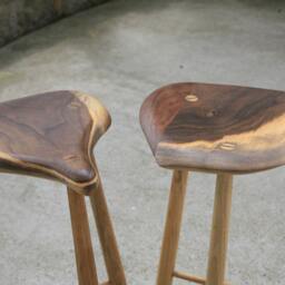 Walnut Bar Stools Inspired By Esherick - thumbnail 2