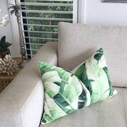 Tropical Palm Leaf Pillow Cover Coastal Bedroom Cushion - thumbnail 3