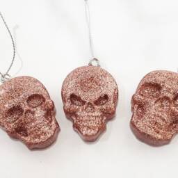 Glitter Skull Christmas Baubles Gothic Tree Ornaments - Set Of Three - thumbnail 2