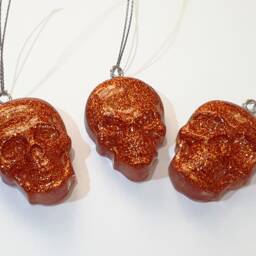 Glitter Skull Christmas Baubles Gothic Tree Ornaments - Set Of Three - thumbnail 3