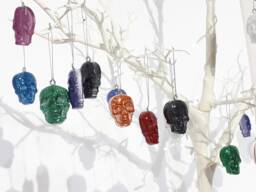 Glitter Skull Christmas Baubles Gothic Tree Ornaments - Set Of Three - thumbnail 1