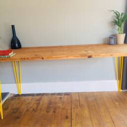 Reclaimed Desk With Yellow Hairpin Legs - thumbnail 2
