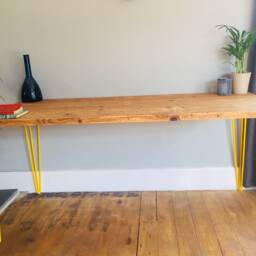 Reclaimed Desk With Yellow Hairpin Legs - thumbnail 4