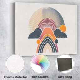Abstract Rainbow Sunrise Geometric Landscape Boho Canvas Wall Art Print Decor Picture Ready To Hang - thumbnail 2