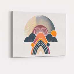 Abstract Rainbow Sunrise Geometric Landscape Boho Canvas Wall Art Print Decor Picture Ready To Hang - thumbnail 4