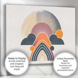 Abstract Rainbow Sunrise Geometric Landscape Boho Canvas Wall Art Print Decor Picture Ready To Hang - thumbnail 3