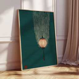 Japanese Lantern Poster, Minimalist Art Print, Retro Wall Art, Mid Century Modern Decor, Vintage Asian Design, Zen Home Poster - thumbnail 2