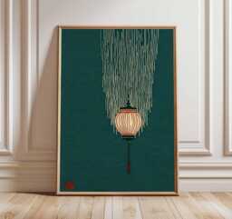 Japanese Lantern Poster, Minimalist Art Print, Retro Wall Art, Mid Century Modern Decor, Vintage Asian Design, Zen Home Poster - thumbnail 1