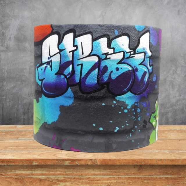 Black Graffiti Lampshade Ceiling Light Shade Urban Brick Wall Style Drum Design Art Kids Teens Boys Girls Bedroom Accessories Gifts