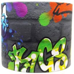 Black Graffiti Lampshade Ceiling Light Shade Urban Brick Wall Style Drum Design Art Kids Teens Boys Girls Bedroom Accessories Gifts - thumbnail 3