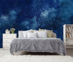 Night Sky Ceiling Wall Mural Star Field Bedroom Space Customizable Design Removable Wallpaper Navy Blue Decal - thumbnail 1