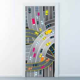 Traffic Wall Decal, Cars Sticker, Vehicles Door Decor, Boys Room Mural, Cover, Wrap - thumbnail 2