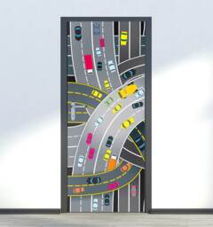 Traffic Wall Decal, Cars Sticker, Vehicles Door Decor, Boys Room Mural, Cover, Wrap - thumbnail 1