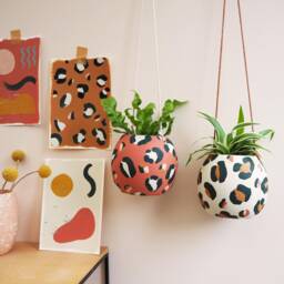 Leopard Print Round Hanging Plant Pot - thumbnail 3