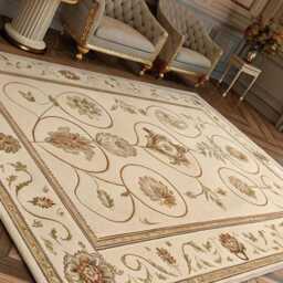 Hand Knotted Wool Rug, Oushak Style, Floral Design - thumbnail 2