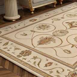 Hand Knotted Wool Rug, Oushak Style, Floral Design - thumbnail 3