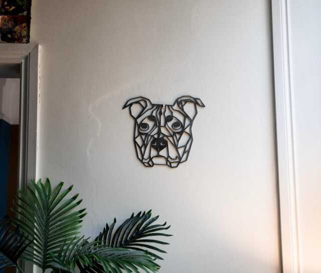 Geometric Steel Staffy Head Dog Gift Present Pet Portrait Metal Home & Garden - image 1