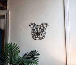 Geometric Steel Staffy Head Dog Gift Present Pet Portrait Metal Home & Garden