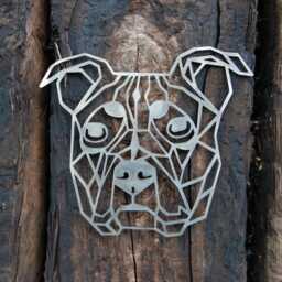 Geometric Steel Staffy Head Dog Gift Present Pet Portrait Metal Home & Garden - thumbnail 3