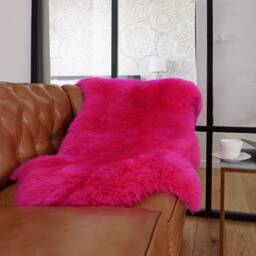 Sheepskin Pink Throw Genuine Leather Wool Carpet Decorative Rug Brown Comfy, Cozy, Hair Is Very Thick, Shiny - thumbnail 3