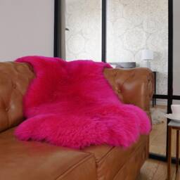 Sheepskin Pink Throw Genuine Leather Wool Carpet Decorative Rug Brown Comfy, Cozy, Hair Is Very Thick, Shiny - thumbnail 2