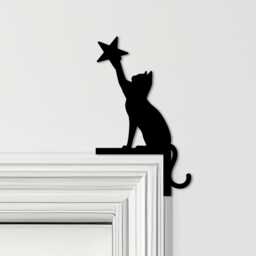 Door Topper Cat & Star Various Colours Top Of Decorative Sign - Sign, Novelty Wall Decor, Frame Art, Art - thumbnail 1