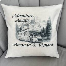 Personalized Motorhome Cushion Adventure Awaits Campervan Gift - thumbnail 3