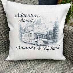 Personalized Motorhome Cushion Adventure Awaits Campervan Gift - thumbnail 2