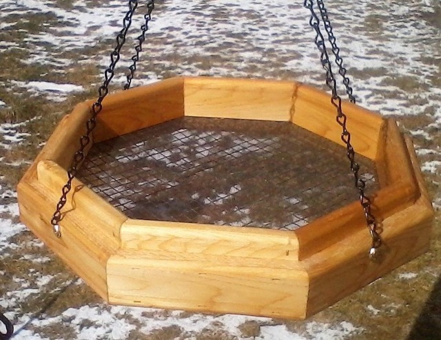 Handmade Hanging Octagon Platform Cedar Wood Bird/Squirrel Feeder, Tbnup - image 1