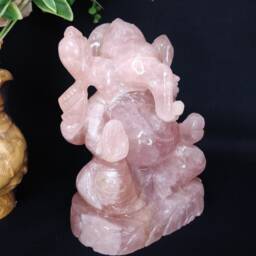 Rose Quartz Ganesh Statue - Pink Ganesha Hindu Idol Spiritual Healing Crystal Altar Gifts - thumbnail 3