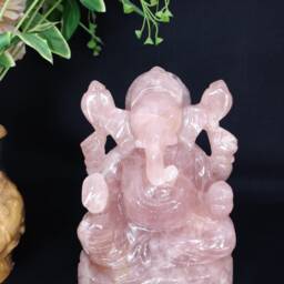 Rose Quartz Ganesh Statue - Pink Ganesha Hindu Idol Spiritual Healing Crystal Altar Gifts - thumbnail 2
