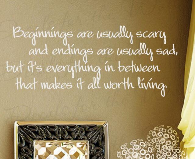 Beginnings Are Usually Scary Inspirational Motivational Adhesive Vinyl Wall Lettering Decal Quote Sticker Decoration Art Mural Decor J62 - image 1