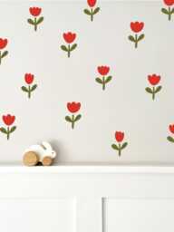 Red Tulip Flower Fabric Wall Stickers - Eco-Friendly, Removable, Reusable Decals For Kids' Bedrooms, Playrooms & Nurseries