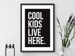 Cool Kids Live Here - Gaming Bedroom Playroom Teenager Print Home Decor Gift Bespoke Posters A5 A4 A3 - Framed Or Print - thumbnail 1