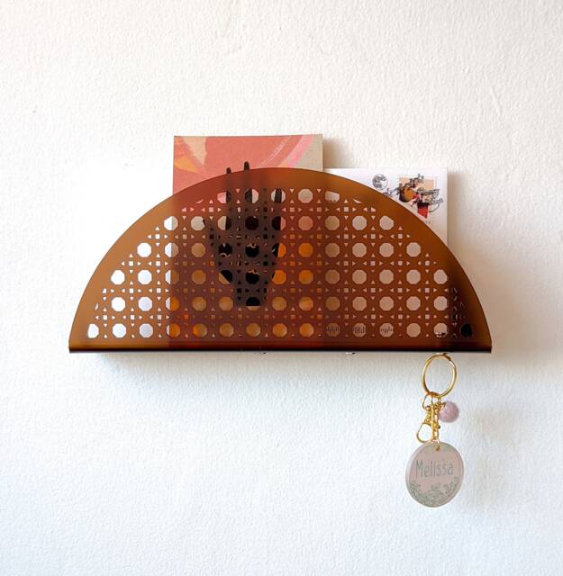 Acrylic Rattan Cane Wall Mail Holder - image 1