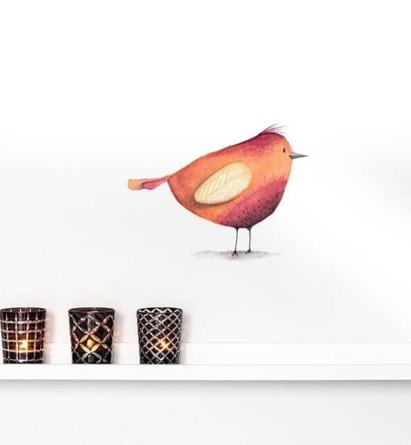 Red Bird Wall Sticker Decal - Dogs & Pets Stickers, Art, Decals, Kids Boys, Girls, Animals Decals