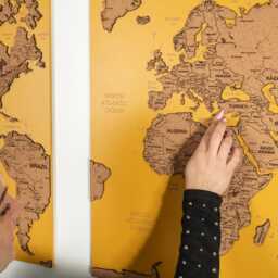 Cork World Map 3D Map, Wall Art, Wooden Push Pin, Personalized Travel Above Bed Decor - thumbnail 2