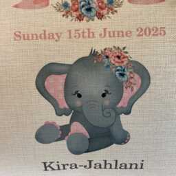 Personalised 1st Birthday Elephant Cushion - Keepsake Nursery Pillow - thumbnail 3