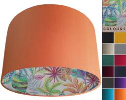 UK Handmade Tropical Lampshade, Leaf Print Light Shade, Modern Home Interior Lighting, Exotic Ceiling Table Lamp Shade - thumbnail 1