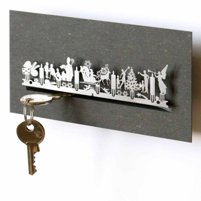 Advent Key Rack - Festive Silhouette, Magnetic Spring Steel - image 1